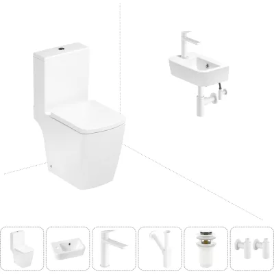 Безободковый напольный унитаз Lavinia Boho Aveo Compacto Rimless в комплекте 6 в 1 202008649