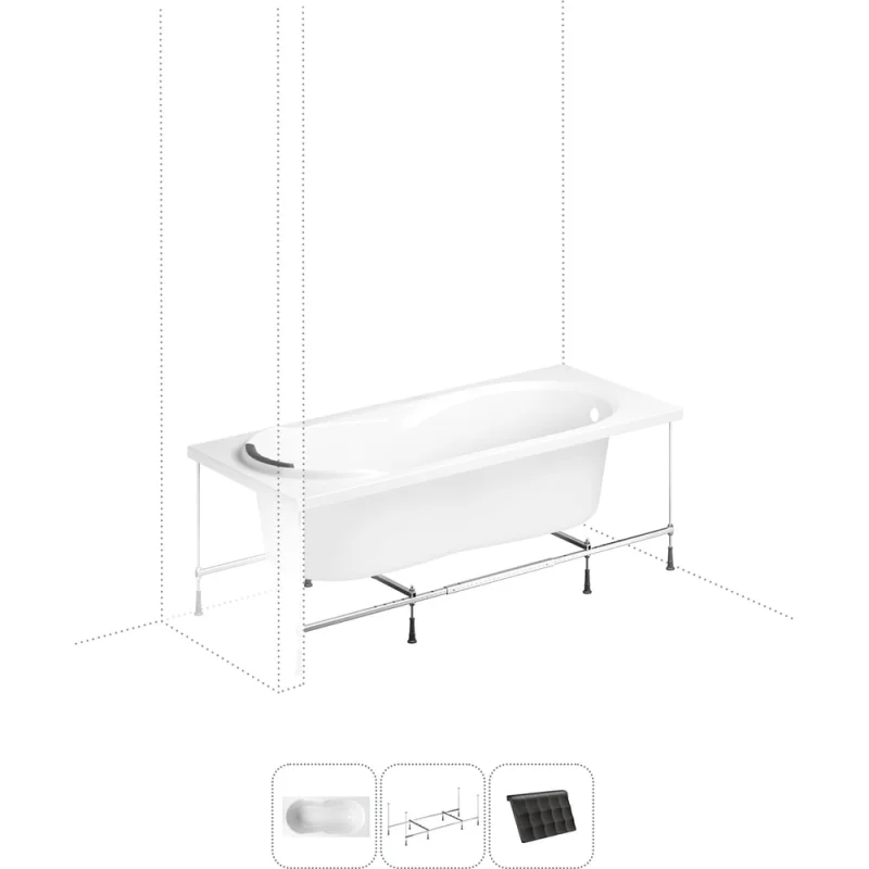 Акриловая ванна 160х70 Lavinia Boho Easter Pro в наборе 3 в 1 S1-3706006P