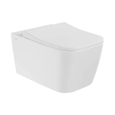 Подвесной унитаз Vitra Metropole Square (Метрополь Сквэр) безободковый QuantumFlush (Квантум Флаш) с сиденьем микролифт, белый санитарный фарфор 7906B003-6430