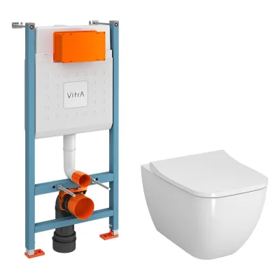 Комплект Vitra L-Box Shift Rim-ex: подвесной безободковый унитаз (7742) + сиденье (810) + инсталляция (732) 9855B003-7207
