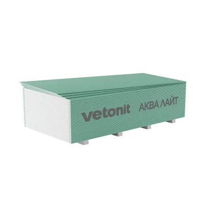 Гипсокартон Vetonit (Gyproc) Аква Лайт 2500х1200х9,5 мм влагостойкий