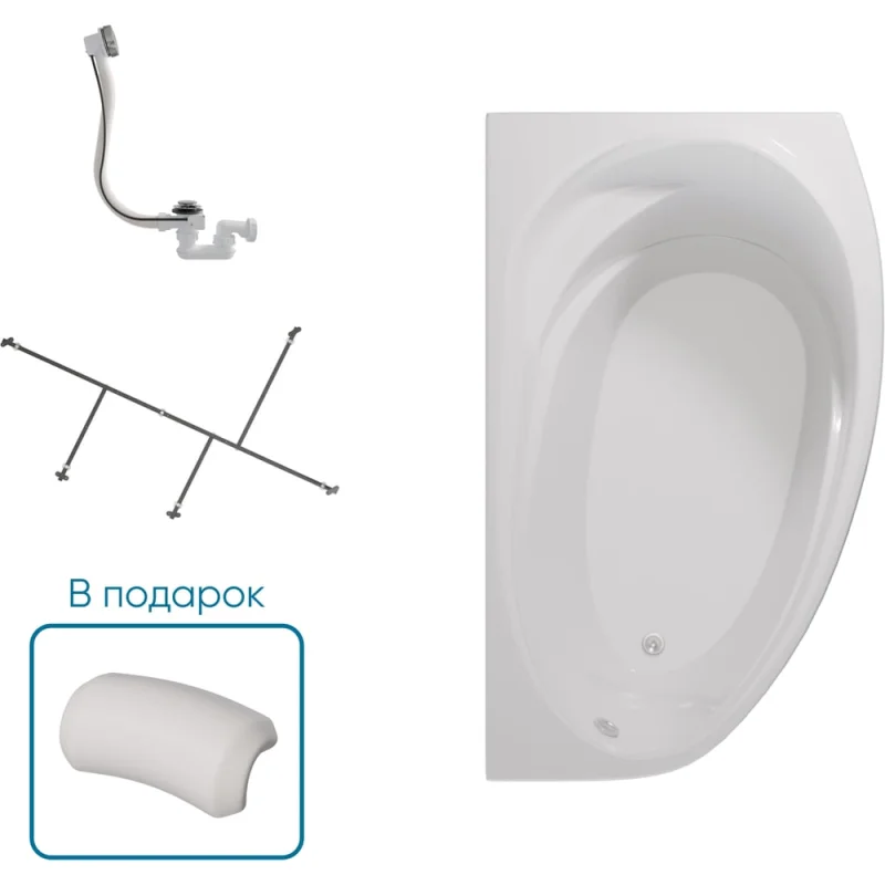 Ванна 1Marka ДЖУЛИАННА/JULIANNA 1500х900 R Комплект Стандарт 2 П 01дж1595пкс2+п