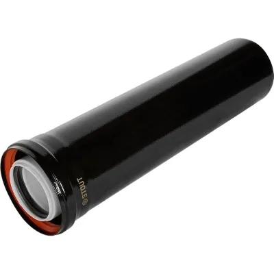 Удлинитель дымохода конденсационный коаксиальный STOUT D80/125, L500 мм, черный, SCR-8012-600500 / PEE9H4MMBMI3AL