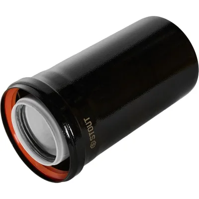 Удлинитель дымохода конденсационный коаксиальный STOUT D80/125, L250 мм, черный, SCR-8012-600250 / PEE9H4MMBMHV2K