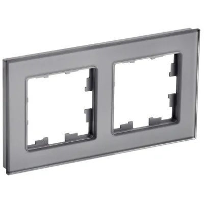 Рамка IEK Brite двухместная серая (BR-M22-G-K03)