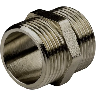 Ниппель ДМЗ DN20 (3/4") НР/НР латунь никель (упаковка 5 шт) ДМЗ.005.20Н5