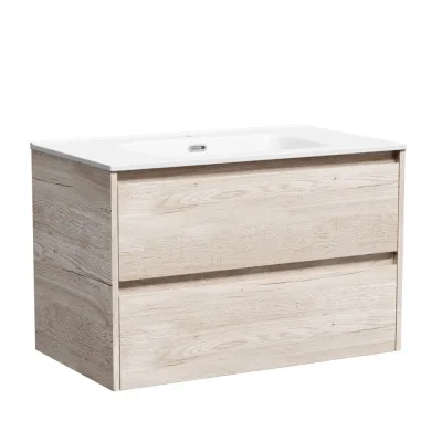 Подвесная тумба Sancos Libra 790x450x500, c двумя ящиками оснащенными доводчиками, дуб галифакс натуральный, арт. LB80EG