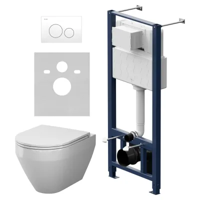 Инсталляция AM.PM с кнопкой Pro L, белый, с подвесным унитазом Spirit V2.0 Aquaspin IS49001.701900