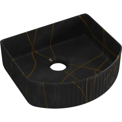 Раковина санфаянс накладная Bauedge BAU Mif stripes 40x35, черная JIE0028