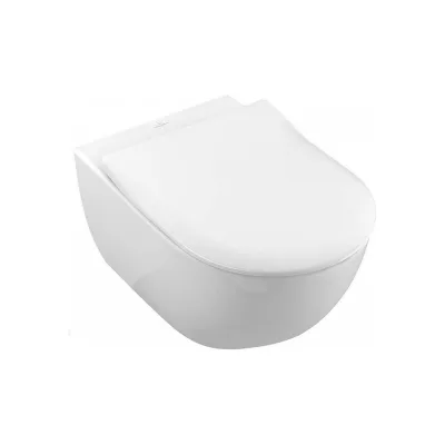 Подвесной безободковый унитаз Villeroy & Boch Subway 2.0 с крышкой-сиденьем Slimseat 5614R2R1