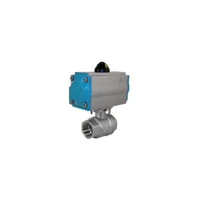 Кран шаровой муфтовый NEWKEY (2PC), AISI304 DN40 (1_1/2), с двухсторонним пневмоприводом AT63D NK-BMp40/4*AT63D