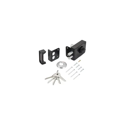 Накладной замок Marlok ЗН 1-3-1, 2 ригеля, корпус - металл+пластик, черный 020601