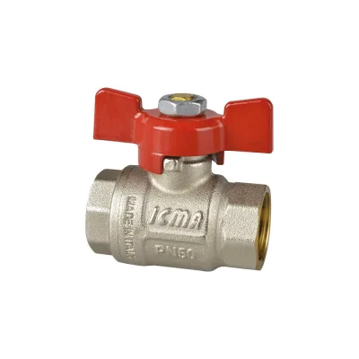 Шаровой полнопроходный кран ICMA S.P.A. 1/2" внутренняя/внутренняя резьба, бабочка 349 /87349AD11