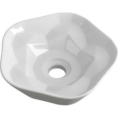 Раковина санфаянс накладная круглая Bauedge BAU Element Cristal D40.5, белая JIE0024