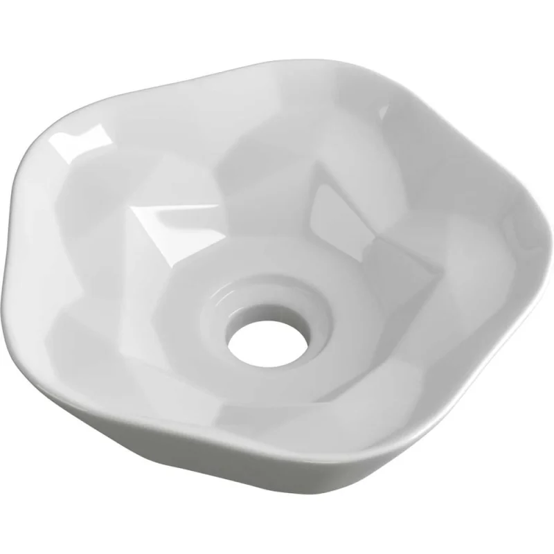 Раковина санфаянс накладная круглая Bauedge BAU Element Cristal D40.5, белая JIE0024