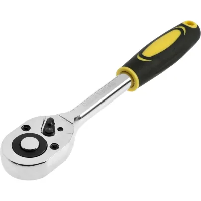 Вороток с трещоткой ТУНДРА CrV, квадрат 1/2", 2К рукоятка, 24 зуба, 250 мм 9863765