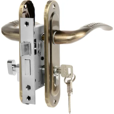 Замок врезной LOCKLAND RD002 с ручкой, 3 ключа, цвет бронза 9632394
