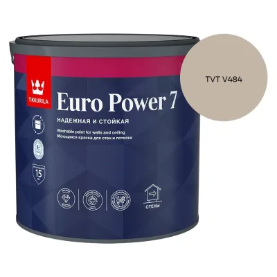 Краска интерьерная стойкая к мытью Tikkurila EURO POWER 7 A мат 2,7л 700001120_TVT V484