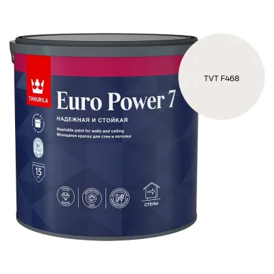 Краска интерьерная стойкая к мытью Tikkurila EURO POWER 7 A мат 2,7л 700001120_TVT F468