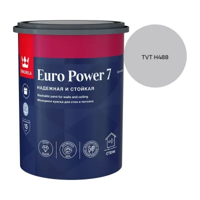 Краска интерьерная стойкая к мытью Tikkurila EURO POWER 7 A мат 0,9л 700001118_TVT H488