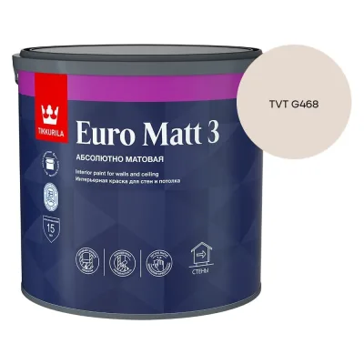 Краска интерьерная Tikkurila EURO MATT 3 A гл/мат 2,7л 700001113_TVT G468