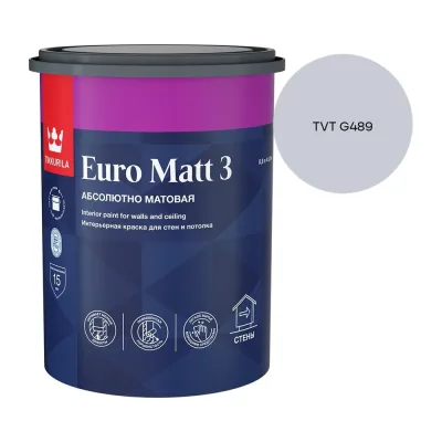 Краска интерьерная Tikkurila EURO MATT 3 A гл/мат 0,9л 700001111_TVT G489