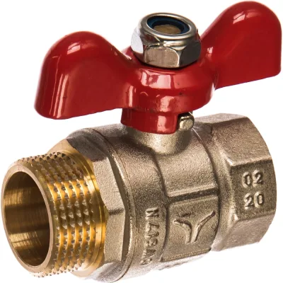 Кран шаровой полнопроходной PRO AQUA ручка бабочка, Н-В 1 FWB61-m25-f25xb
