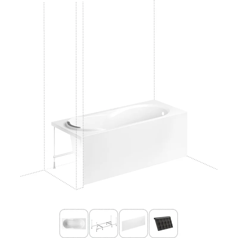 Акриловая ванна, комплект 4 в 1 Lavinia Boho Easter Pro 170х75 S2-3706075P