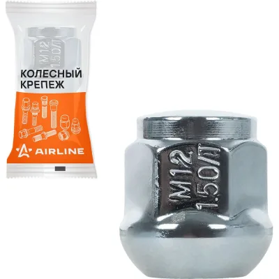 Гайка колесная Airline M12x1,5x25, сфера R12, ключ 19, закрытая, хром, 1 шт для Honda ASCR221