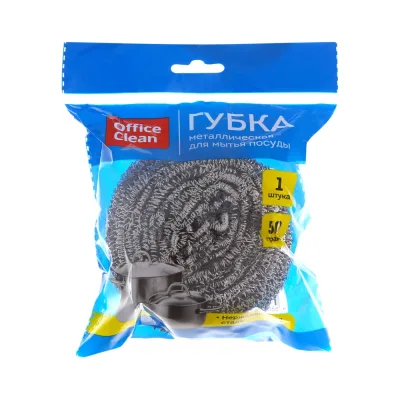 Губка для посуды OfficeClean большая, металлическая, спиральная, 8х7 см, 50 г 265290