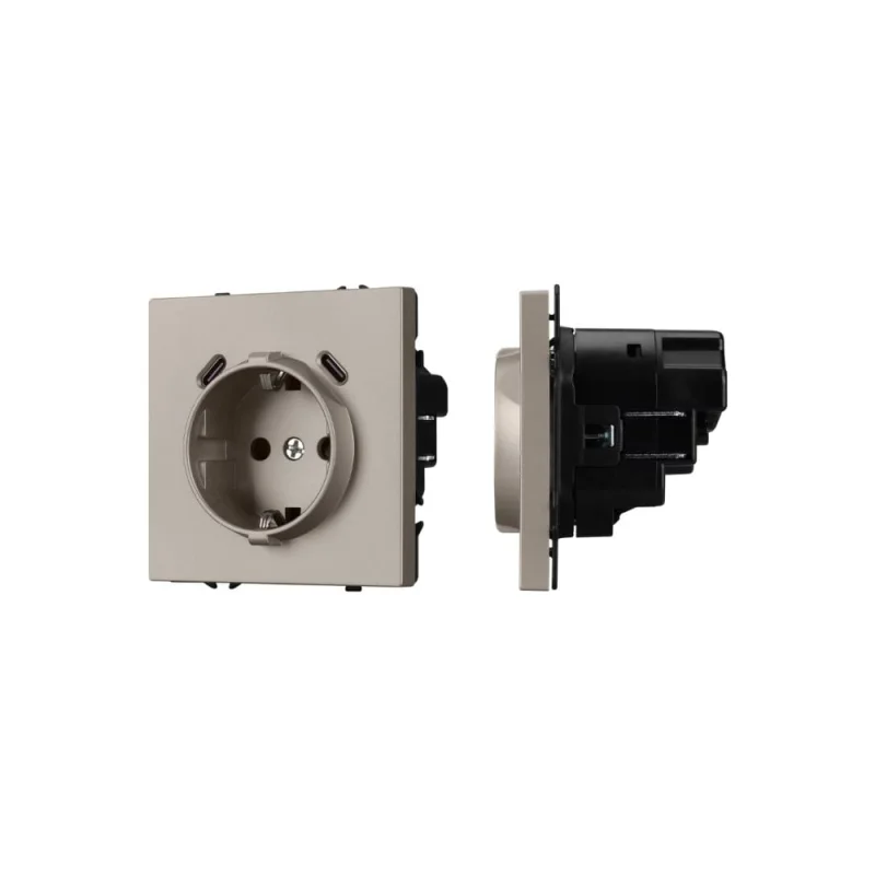 Розетка зк со шторками с USB Arlight ARL NOBE тип C+С софт-тач кашемир SCT-MUCC-SFPL-CA 1шт 061814(1)
