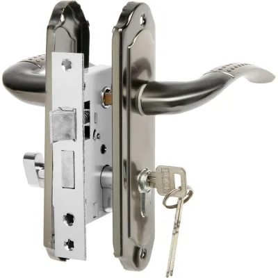 Замок врезной LOCKLAND RD001 с ручкой, 3 ключа, цвет черный никель 9632391