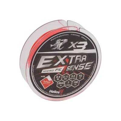 Шнур Helios hs-es-x3-0.4/7lb extrasense x3 pe red 92м, 0.4/7lb, 0.11мм 00000218730