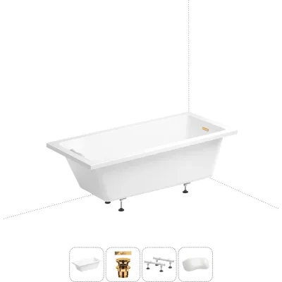 Акриловая ванна Wellsee 165х80 см FreeDom 2.0 в наборе 4 в 1 20212815R