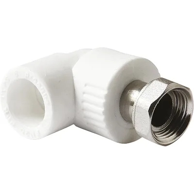 Угольник PRO AQUA PP-R с накидной гайкой, белый ШК 25-1 PA29215b
