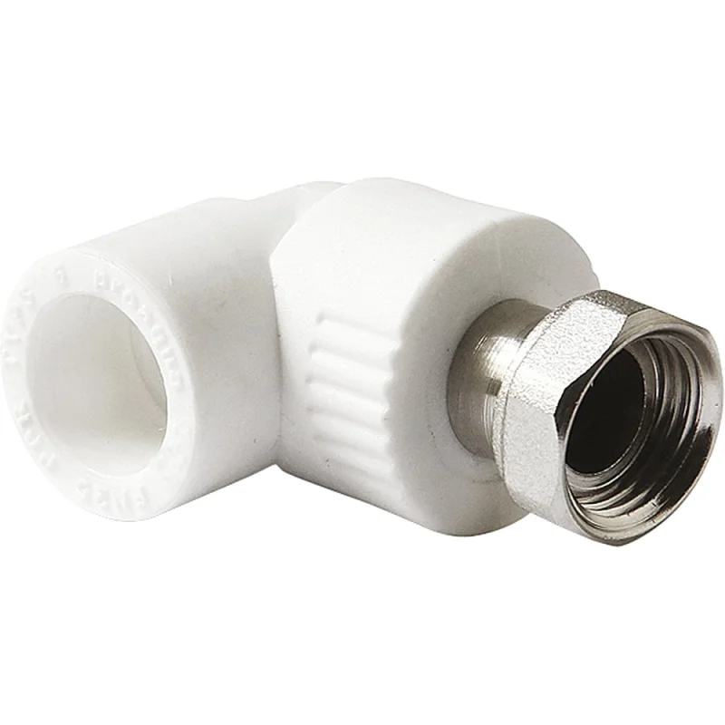 Угольник PRO AQUA PP-R с накидной гайкой, белый ШК 25-1 PA29215b