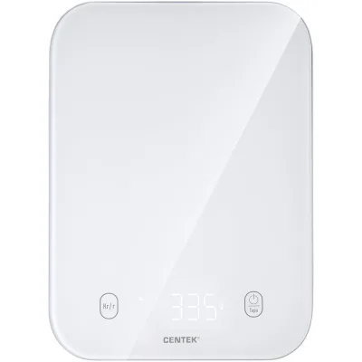 Кухонные весы Centek сенсор, 150x15x205 мм, max 5 кг, шаг 1 г, Авто Ноль/Выкл CT-2480 LED WHITE