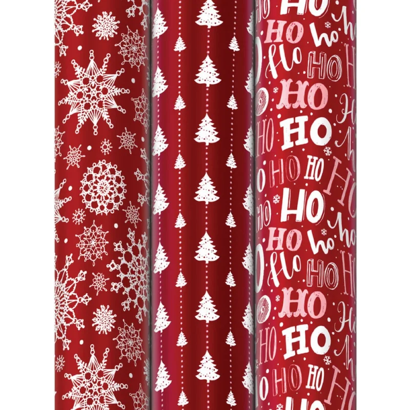 Новогодняя упаковочная бумага Золотая сказка 3 шт., Red Collection, 70х100 см, 3 дизайна 592057