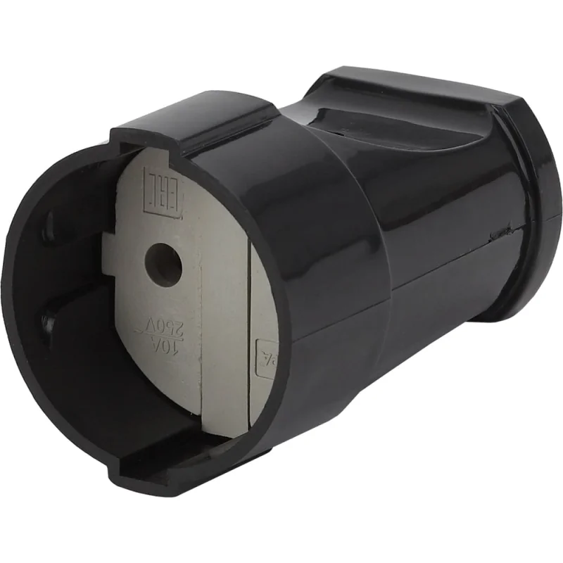 Кабельная розетка ЭРА Rx1-B Rx1 б/з прямая 10A черная Б0039681