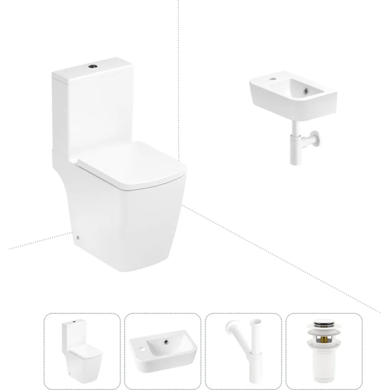Безободковый напольный унитаз Lavinia Boho Aveo Compacto Rimless в комплекте 4 в 1 202008469