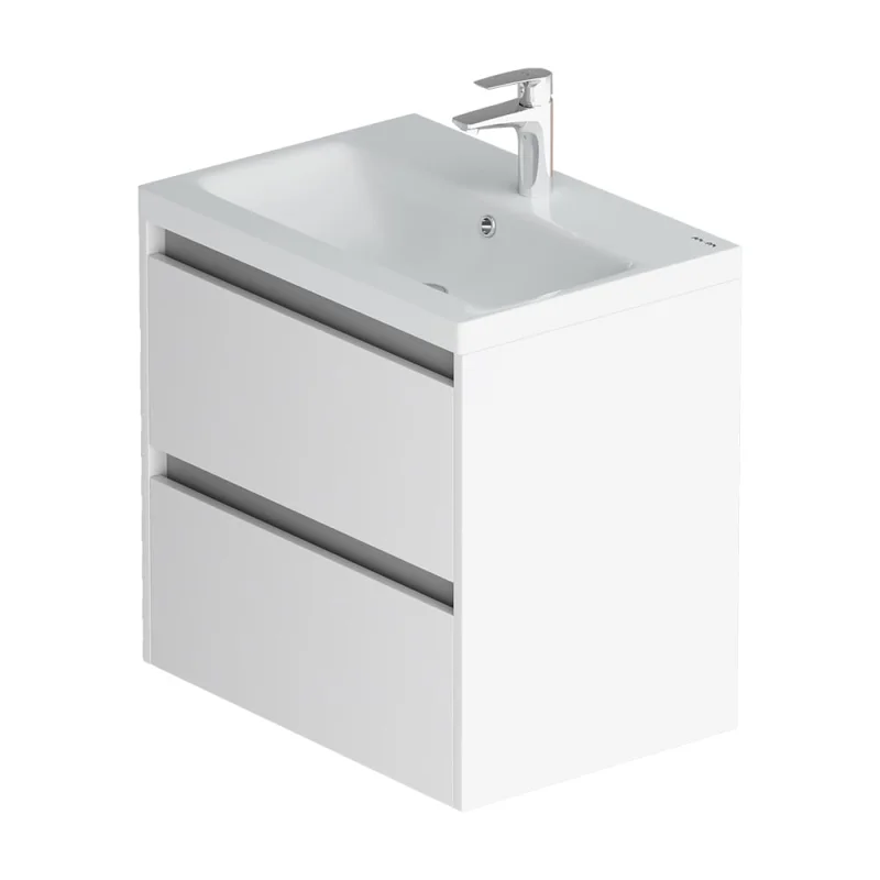 База с раковиной AM.PM Pulse подвесная 60 см 2 ящика цвет белый глянец/графит M91-FHX0602-WCC0602WG
