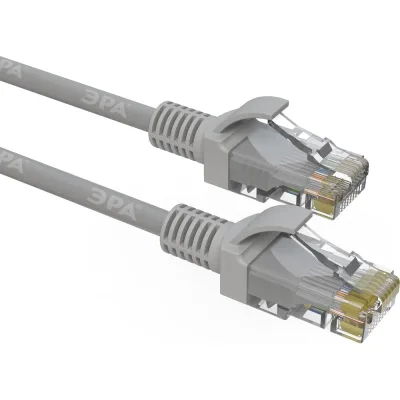 Патч-корд ЭРА Simple PC-1.5U-A U/UTP категория 5e, длина 1,5 метра, неэкранирован, серый, Б0051371