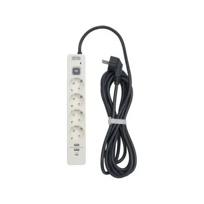 Сетевой фильтр Powercom SP-01 USB2A1CW 3,0М 3.0м (4 розетки) белый/серый (коробка) 2066038