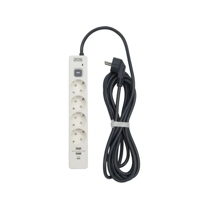 Сетевой фильтр Powercom SP-01 USB2A1CW 3,0М 3.0м (4 розетки) белый/серый (коробка) 2066038