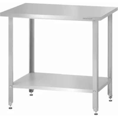 Стол производственный Mecon СПРн - 600х600х860 Norma Inox (полка сплошная; ножка угловая) СПР-NIn606086-пс-ну