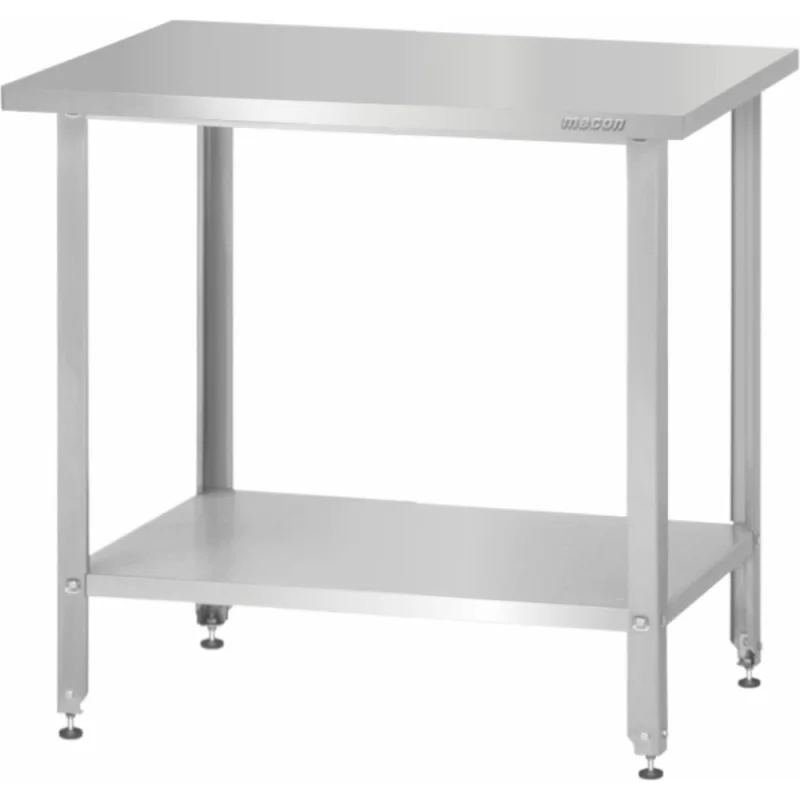 Стол производственный Mecon СПРн - 600х600х860 Norma Inox (полка сплошная; ножка угловая) СПР-NIn606086-пс-ну
