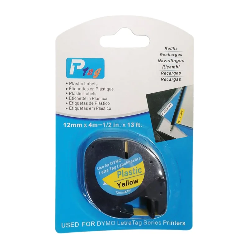 Лента Vell пластиковая VL-D-91202/S0721620/91222 (12 мм x 4 м, черный на желтом) 328728