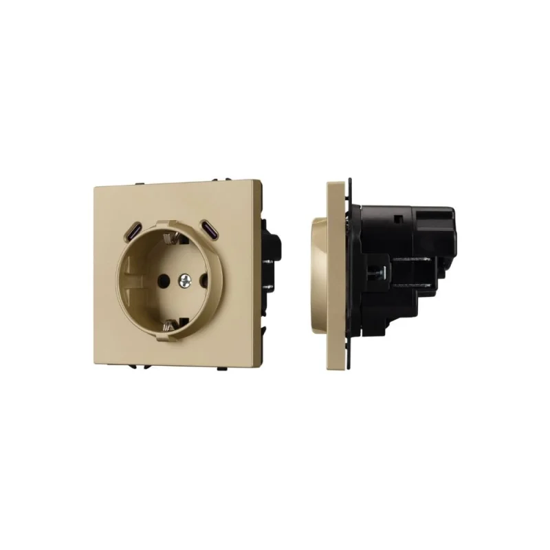 Розетка зк со шторками с USB Arlight ARL NOBE тип C+С софт-тач золотой песок SCT-MUCC-SFPL 1шт 061815(1)
