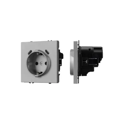 Розетка зк со шторками с USB Arlight ARL NOBE тип C+С софт-тач никель SCT-MUCC-SFPL-IS , 1шт 061817(1)