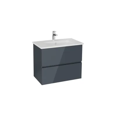 Тумба с раковиной для ванной Vitra Mia Plus Square (Мия Плюс Скуэр) 80 см антрацит глянец МДФ 69741